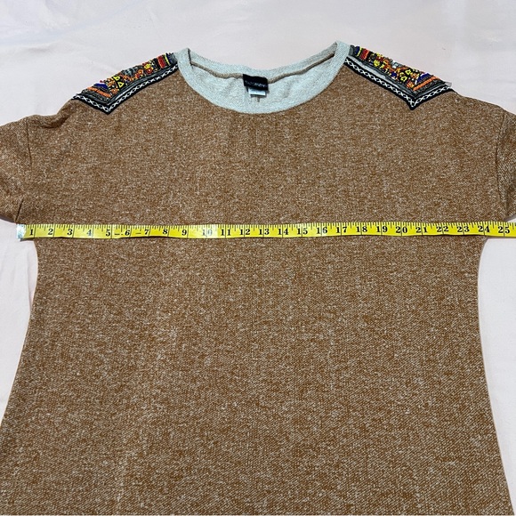 Daytrip Beaded Embellished Shoulders Heathered Knit 3/4 Sleeve Dolman Top L - Picture 11 of 12